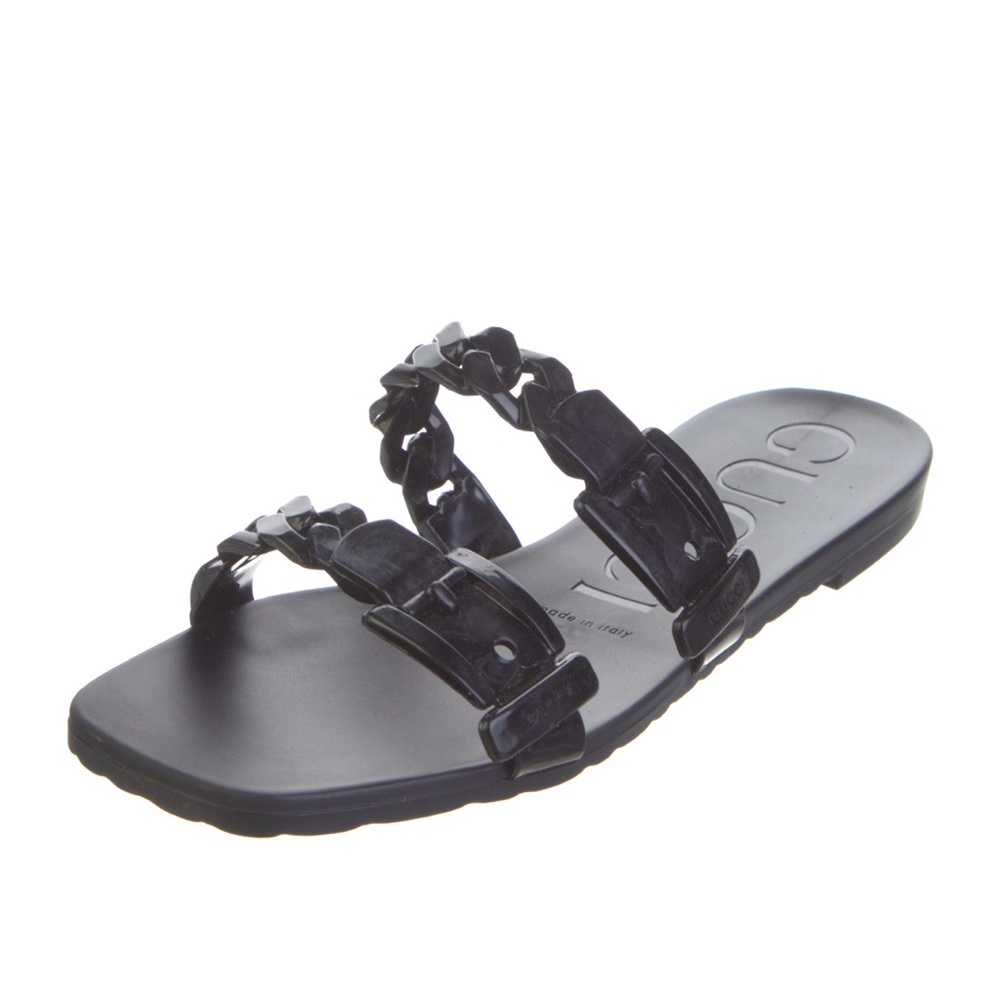 New Gucci rubber chain link accents sandals 39